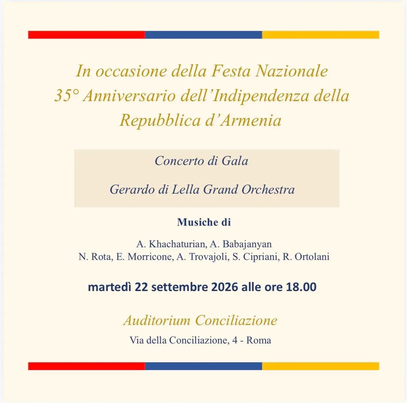Festa Nazionale Della Repubblica Di Armenia - Concerto Di Gala - Gerardo Di Lella Grand Òrchestra.